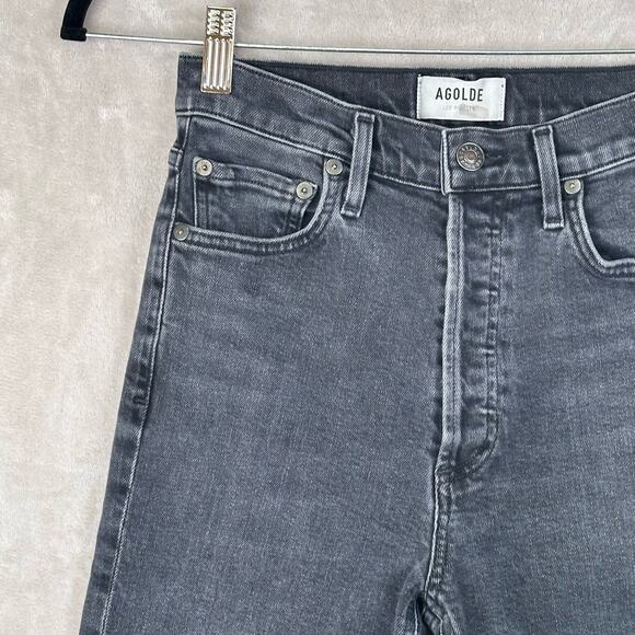 Agolde Jeans Womens 25 Black Nico High Rise Button Fly Stretch Skinny Denim - Picture 4 of 15